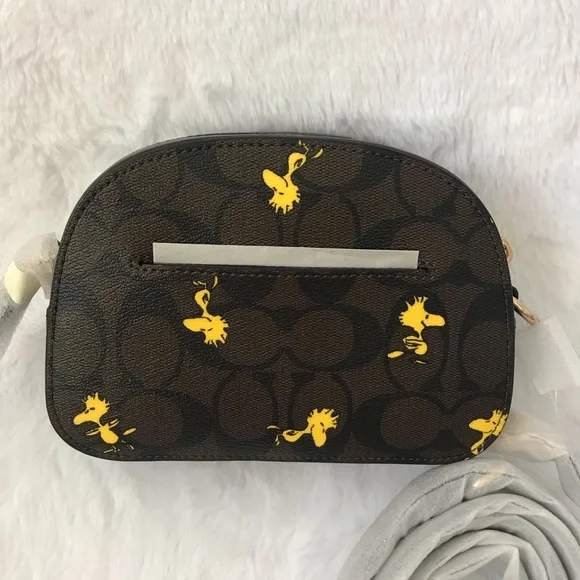 Nwt! Coach Peanuts Mini Serena Crossbody Signature with Woodstock Print - Picture 8 of 13